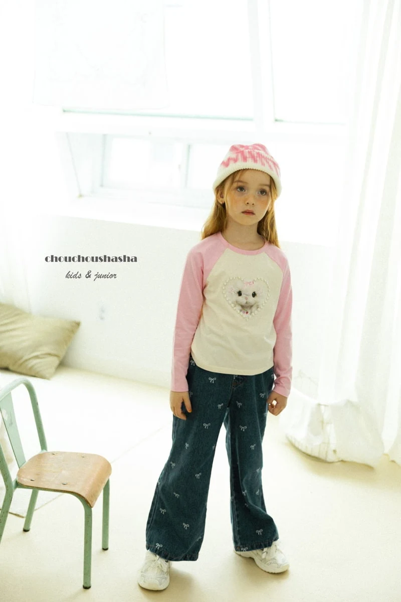 Chouchou Shasha - Korean Children Fashion - #childofig - Ribbon Denim Pants - 8