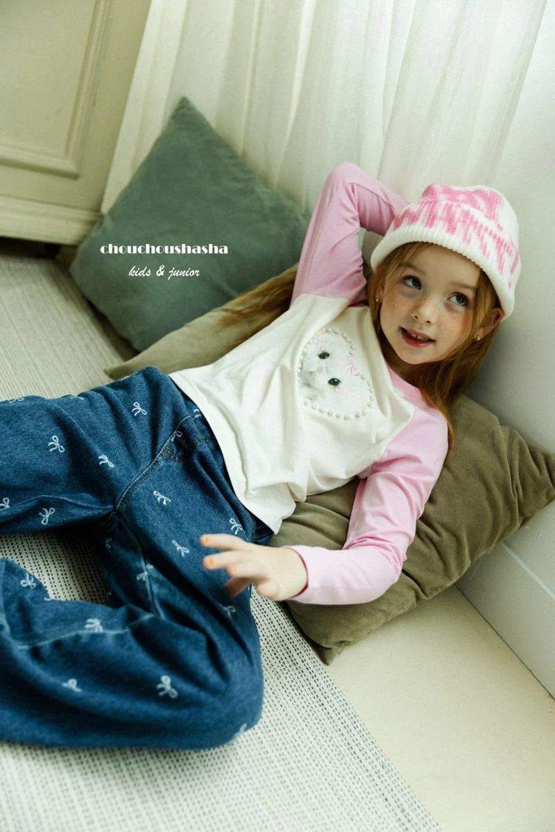 Chouchou Shasha - Korean Children Fashion - #discoveringself - Ribbon Denim Pants - 11