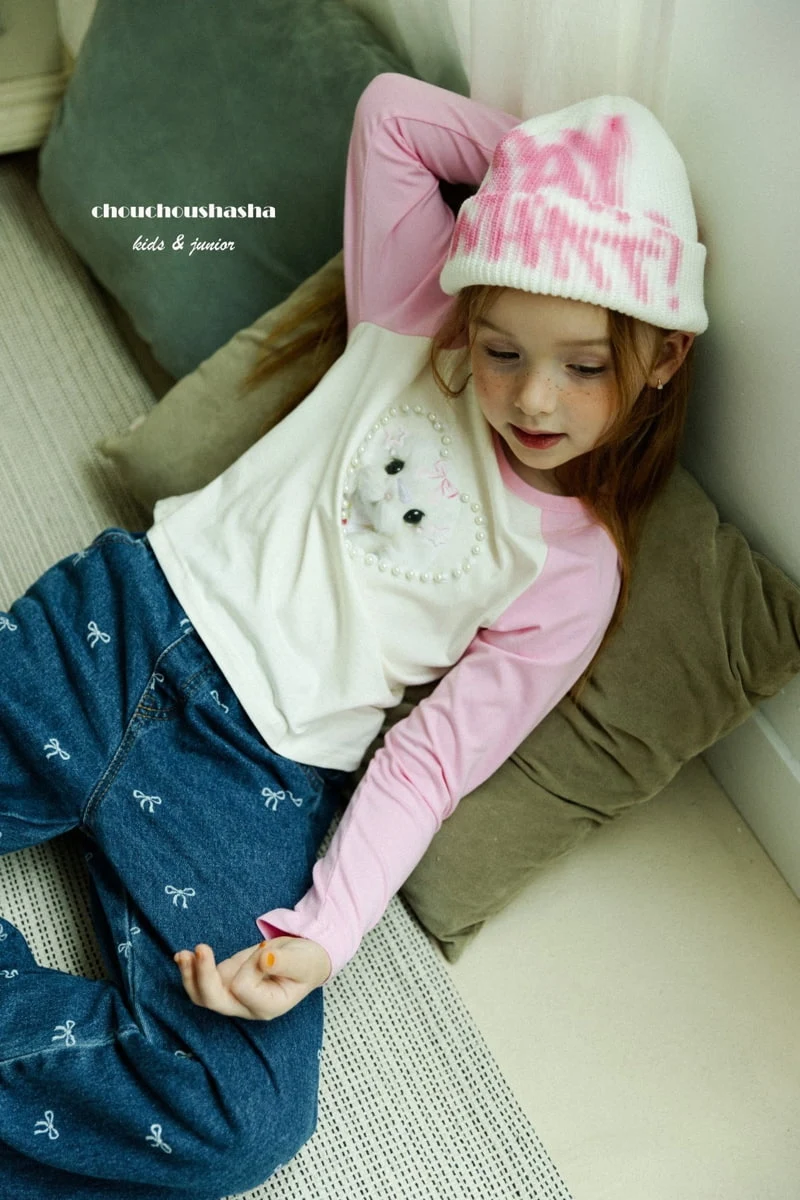 Chouchou Shasha - Korean Children Fashion - #fashionkids - Ribbon Denim Pants - 12