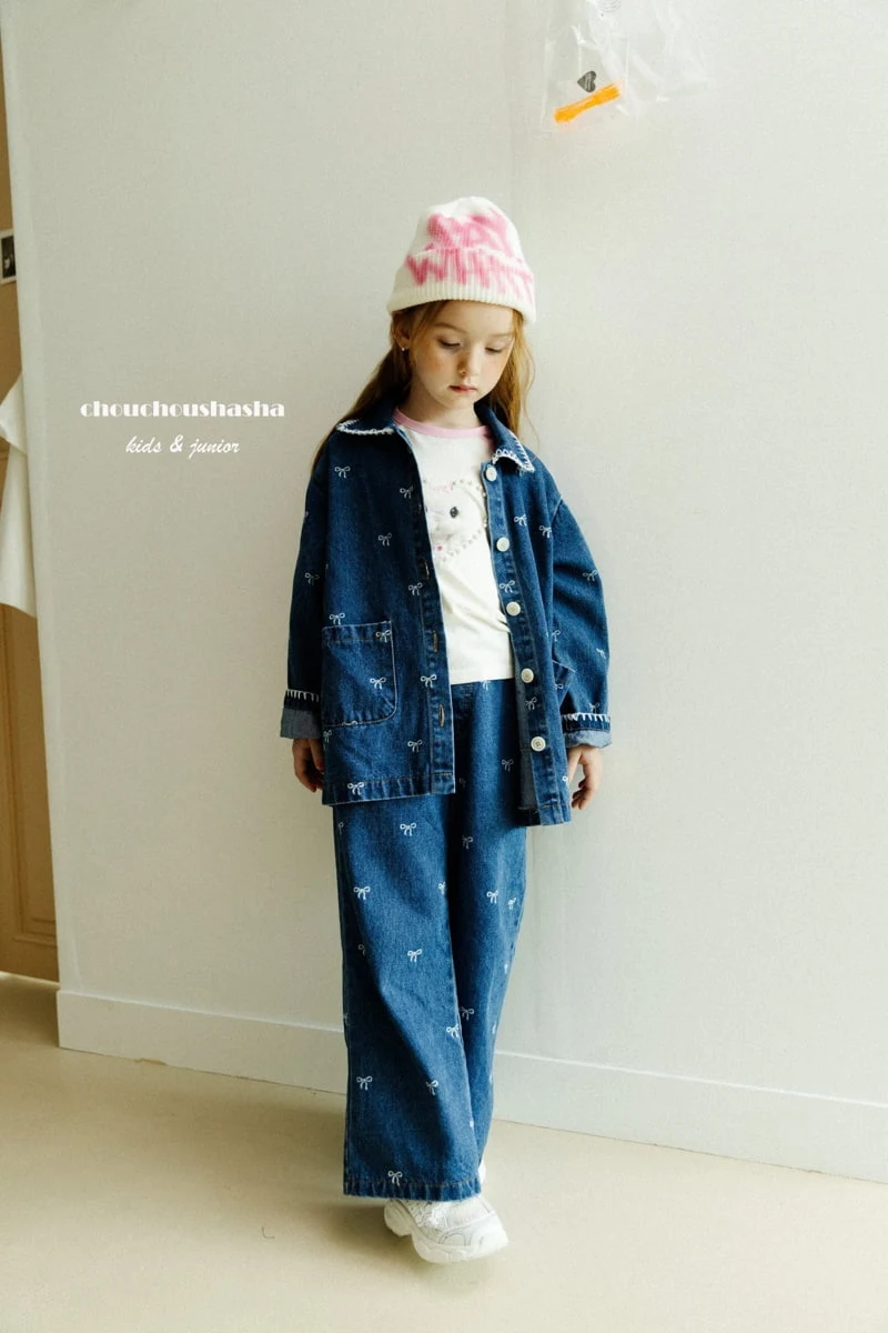 Chouchou Shasha - Korean Children Fashion - #kidzfashiontrend - Ribbon Denim Pants