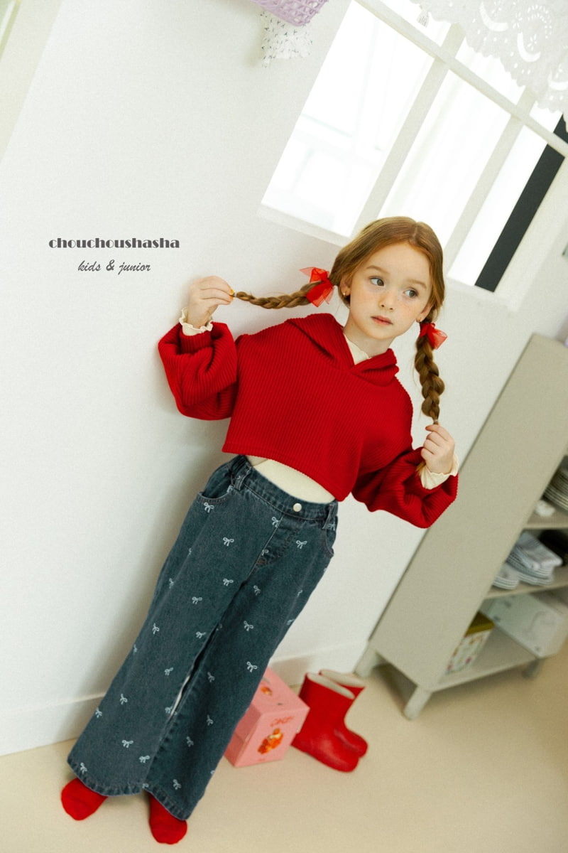 Chouchou Shasha - Korean Children Fashion - #littlefashionista - Ribbon Denim Pants - 3