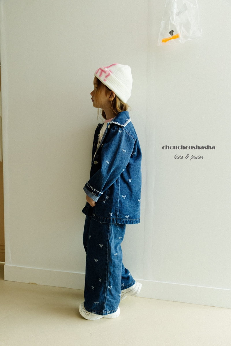 Chouchou Shasha - Korean Children Fashion - #minifashionista - Ribbon Denim Pants - 5