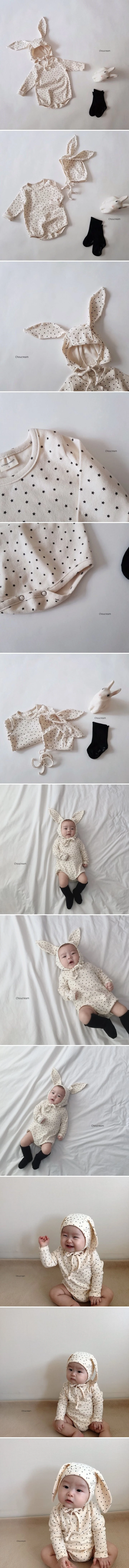 Choucream - Korean Baby Fashion - #babyboutique - Rabbit Bonnet Bodysuit with Bonnet