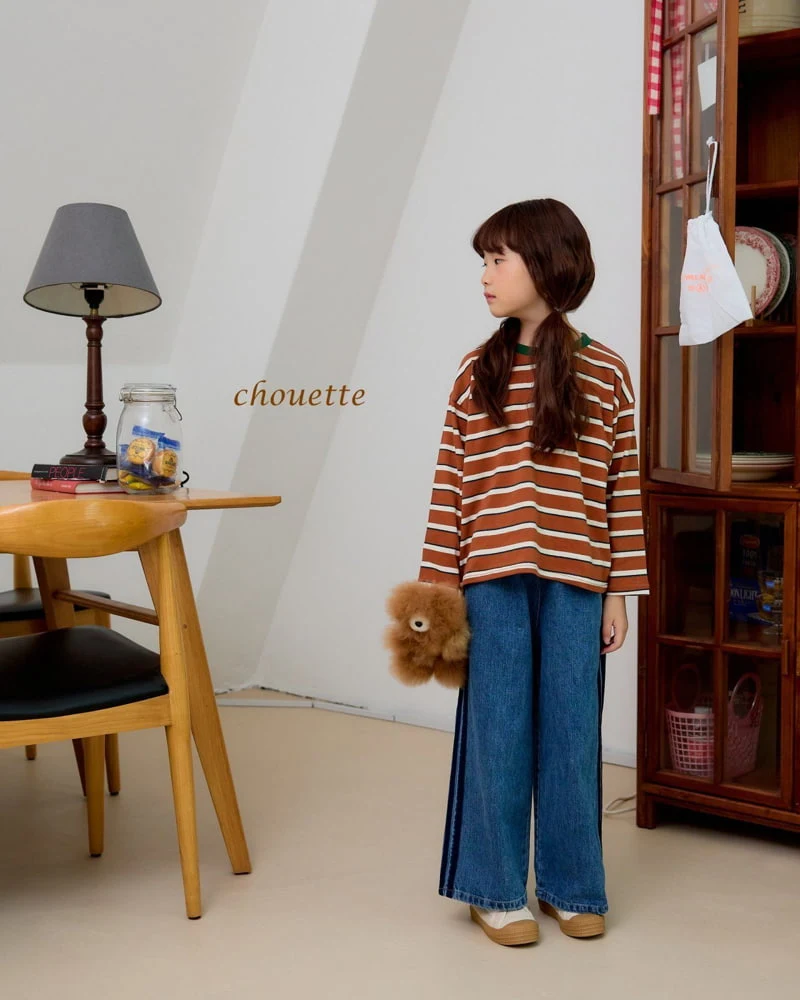 Chouette - Korean Children Fashion - #minifashionista - Line Denim Wide Pants - 12