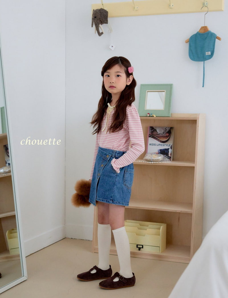 Chouette - Korean Children Fashion - #prettylittlegirls - Stripe Ribbon Puff Tee - 9