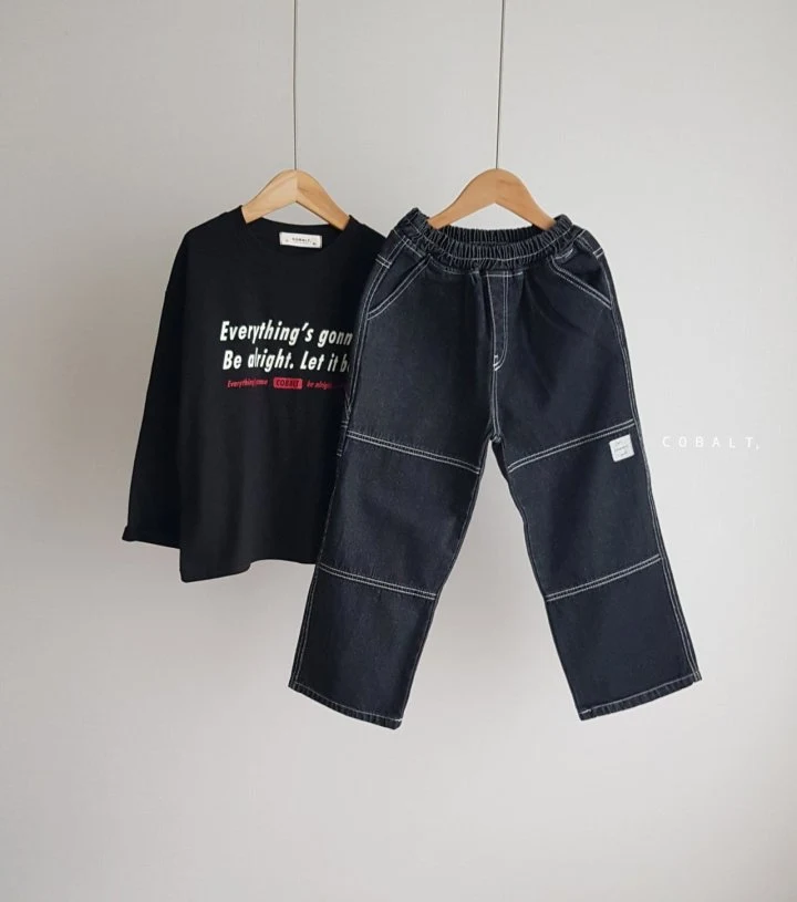 Cobalt - Korean Junior Fashion - #fashionkids - Black Work Denim Pants - 5