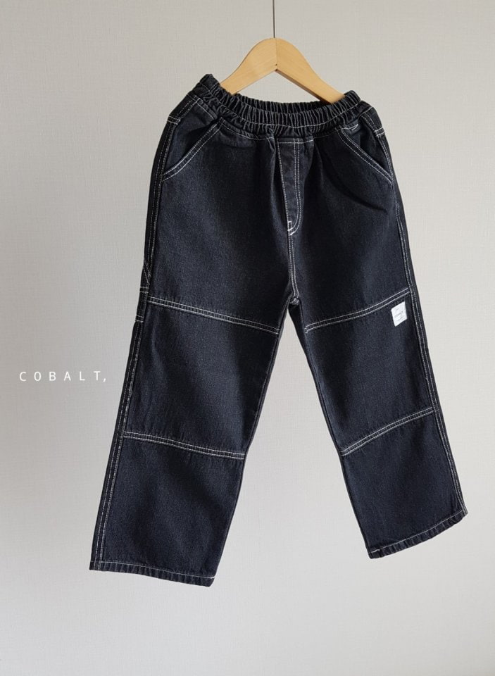 Cobalt - Korean Junior Fashion - #kidsshorts - Black Work Denim Pants - 6