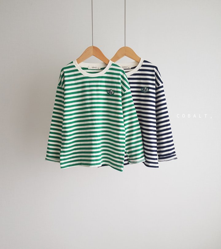 Cobalt - Korean Junior Fashion - #magicofchildhood - Embroidery Stripe Tee - 3