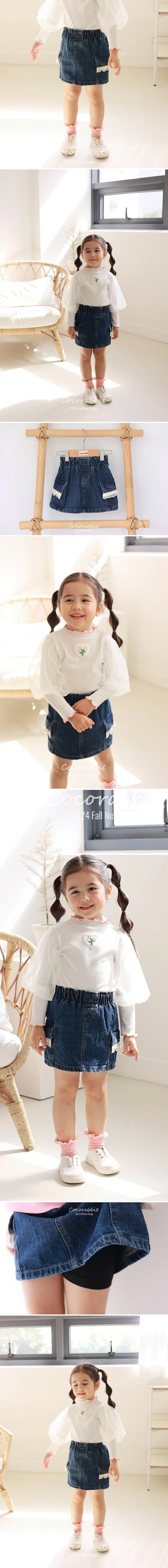 Coco Rabbit - Korean Children Fashion - #magicofchildhood - Lace Denim Skirt