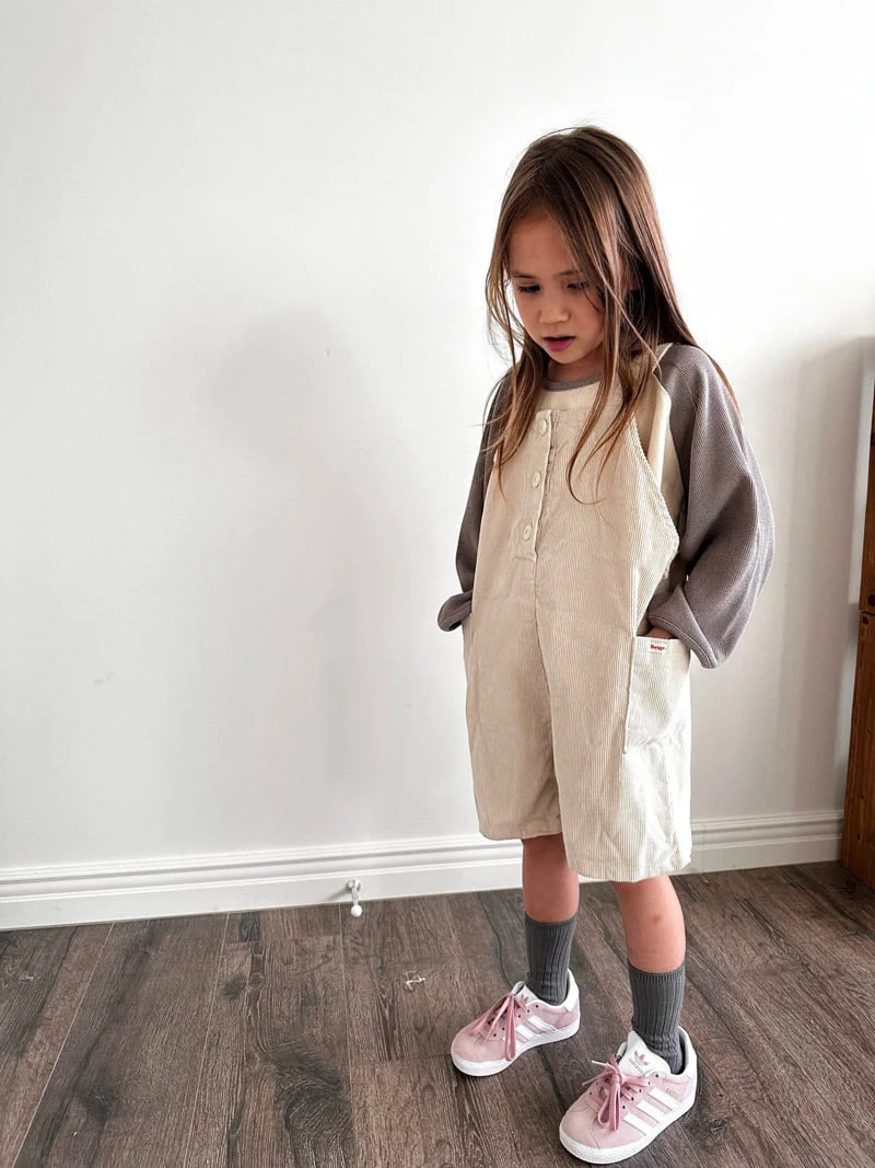 Coco beige - Korean Children Fashion - #childofig - Rib Danny Overalls - 7