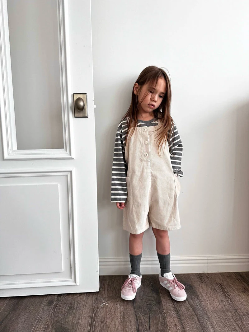 Coco beige - Korean Children Fashion - #childrensboutique - Rib Danny Overalls - 8