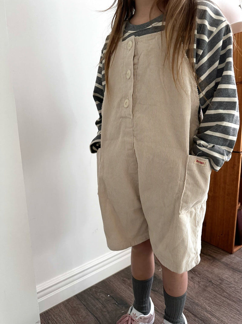 Coco beige - Korean Children Fashion - #designkidswear - Rib Danny Overalls - 9