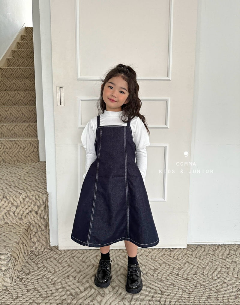 Comma - Korean Children Fashion - #Kfashion4kids - Stitch Denim One-piece - 12