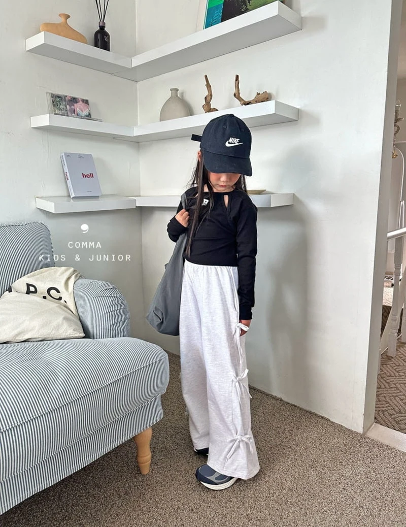 Comma - Korean Children Fashion - #discoveringself - Ribbon Wide Pants - 4