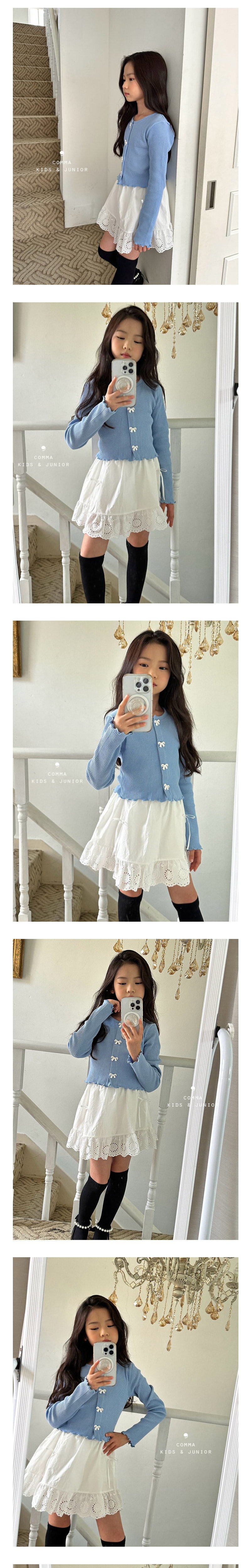 Comma - Korean Children Fashion - #kidzfashiontrend - Button Ribbon Cardigan - 2