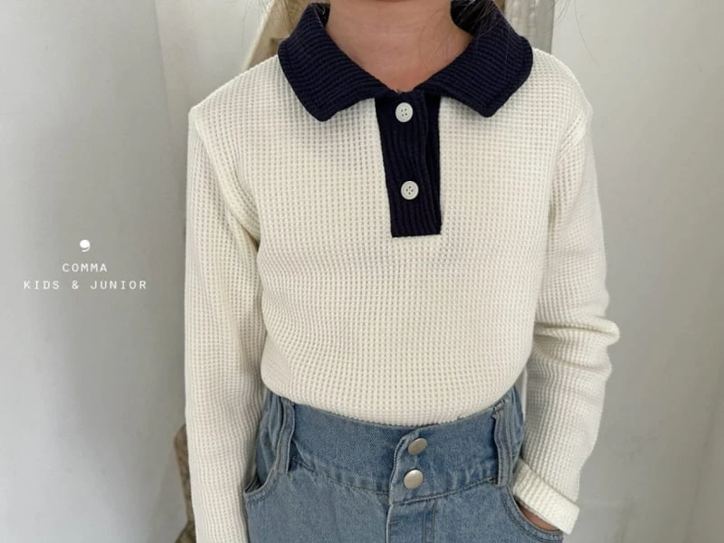 Comma - Korean Children Fashion - #littlefashionista - Waffle Collar Tee