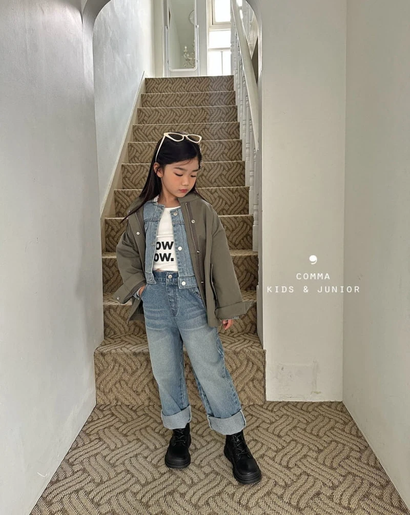 Comma - Korean Children Fashion - #minifashionista - No Collar Denim Jacket - 8