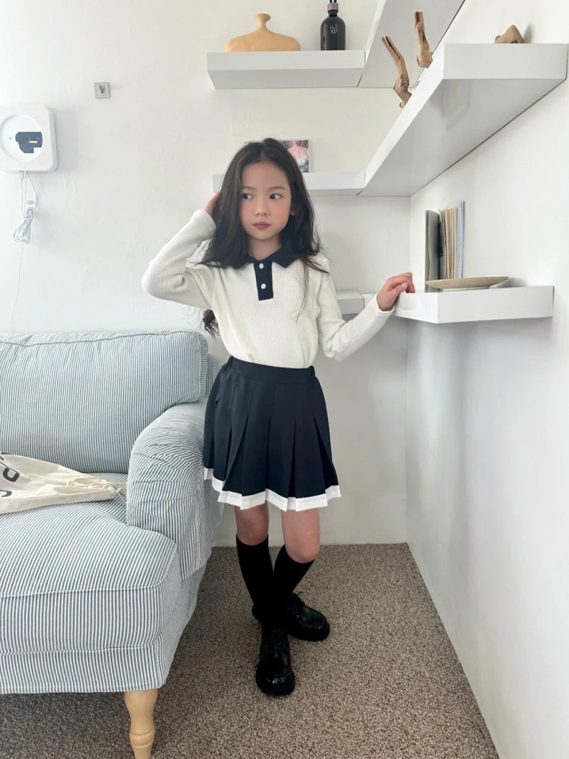 Comma - Korean Children Fashion - #todddlerfashion - Waffle Collar Tee - 5