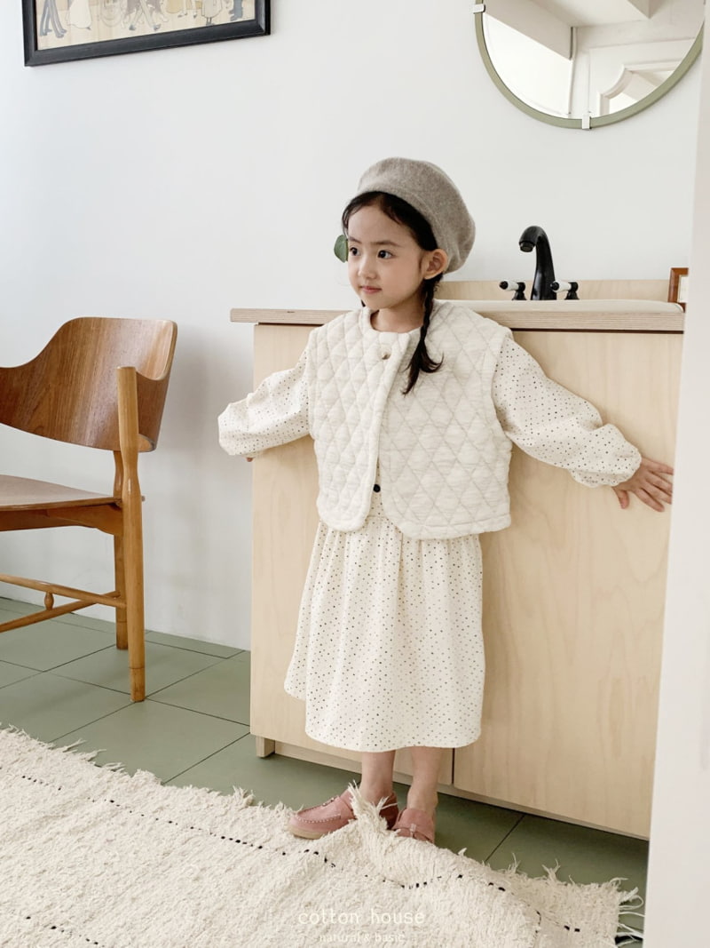 Cotton House - Korean Children Fashion - #Kfashion4kids - Small Stone Collar One-piece - 3