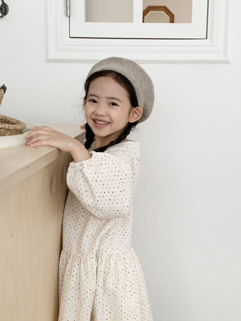 Cotton House - Korean Children Fashion - #kidzfashiontrend - Small Stone Collar One-piece - 2