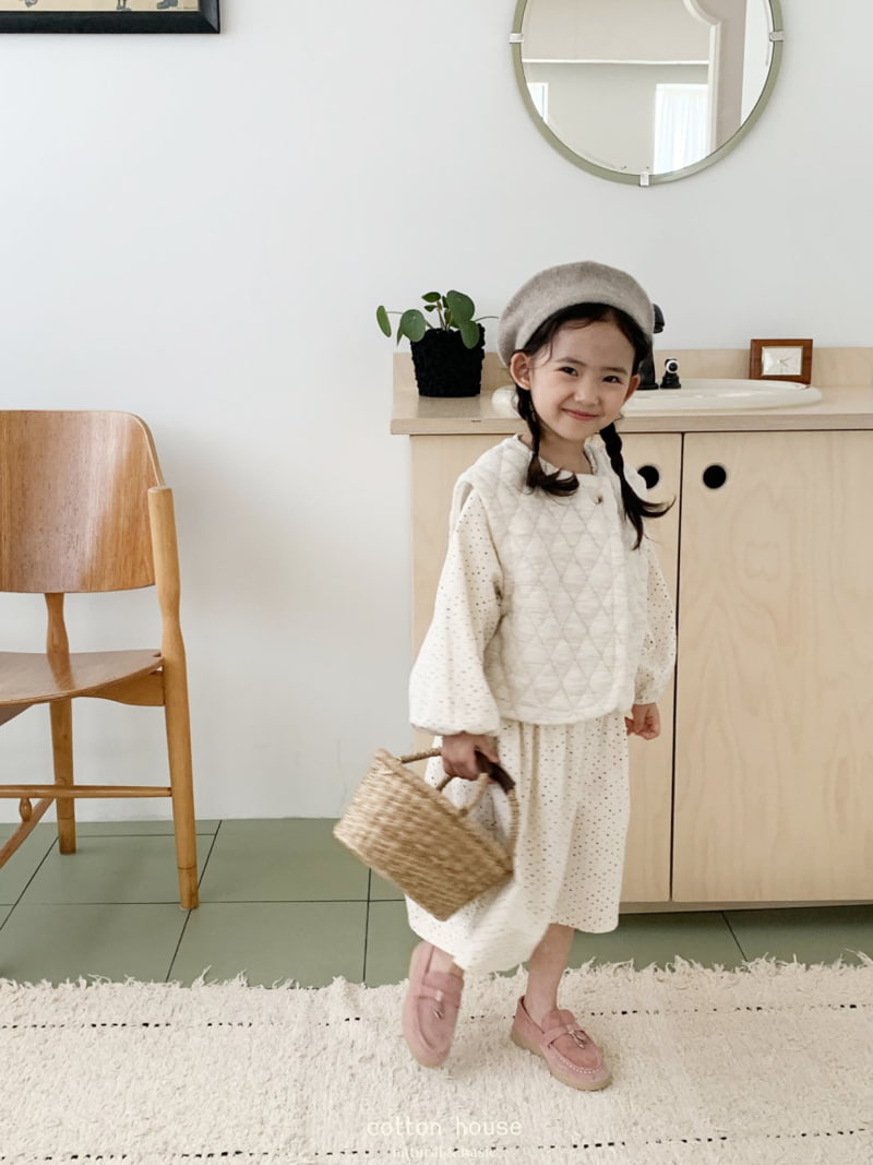 Cotton House - Korean Children Fashion - #Kfashion4kids - Small Stone Collar One-piece - 4