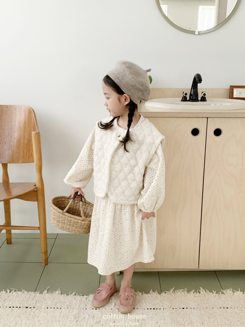 Cotton House - Korean Children Fashion - #minifashionista - Small Stone Collar One-piece - 6