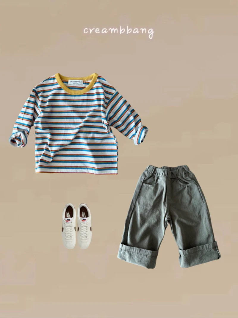 Cream Bbang - Korean Children Fashion - #childofig - Colored Stripe Tee - 4