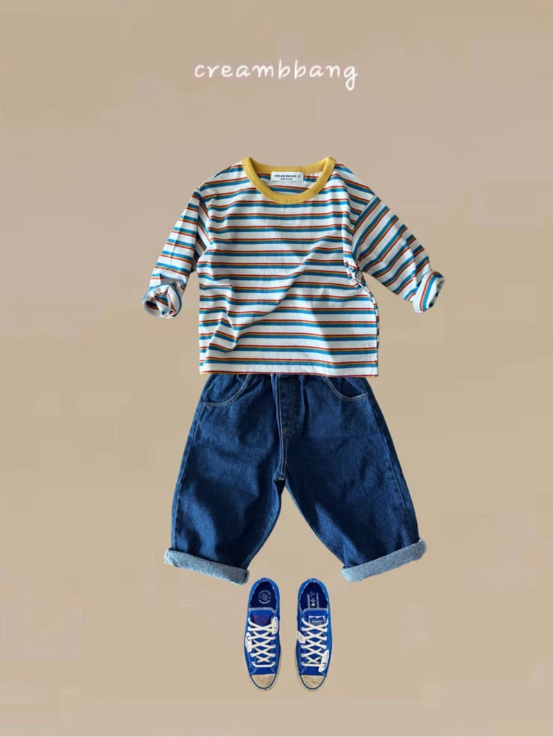 Cream Bbang - Korean Children Fashion - #childrensboutique - Colored Stripe Tee - 5