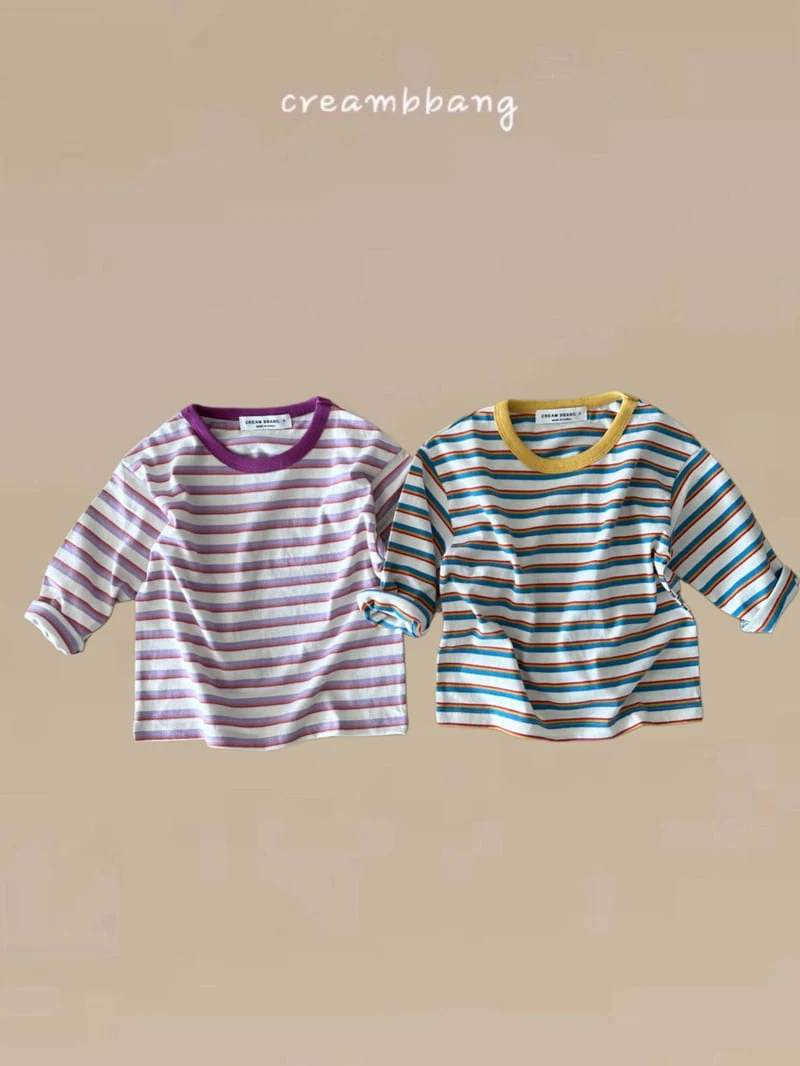 Cream Bbang - Korean Children Fashion - #fashionkids - Colored Stripe Tee - 8