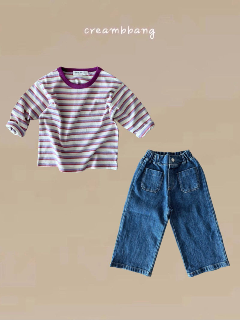 Cream Bbang - Korean Children Fashion - #kidsshorts - Colored Stripe Tee - 9