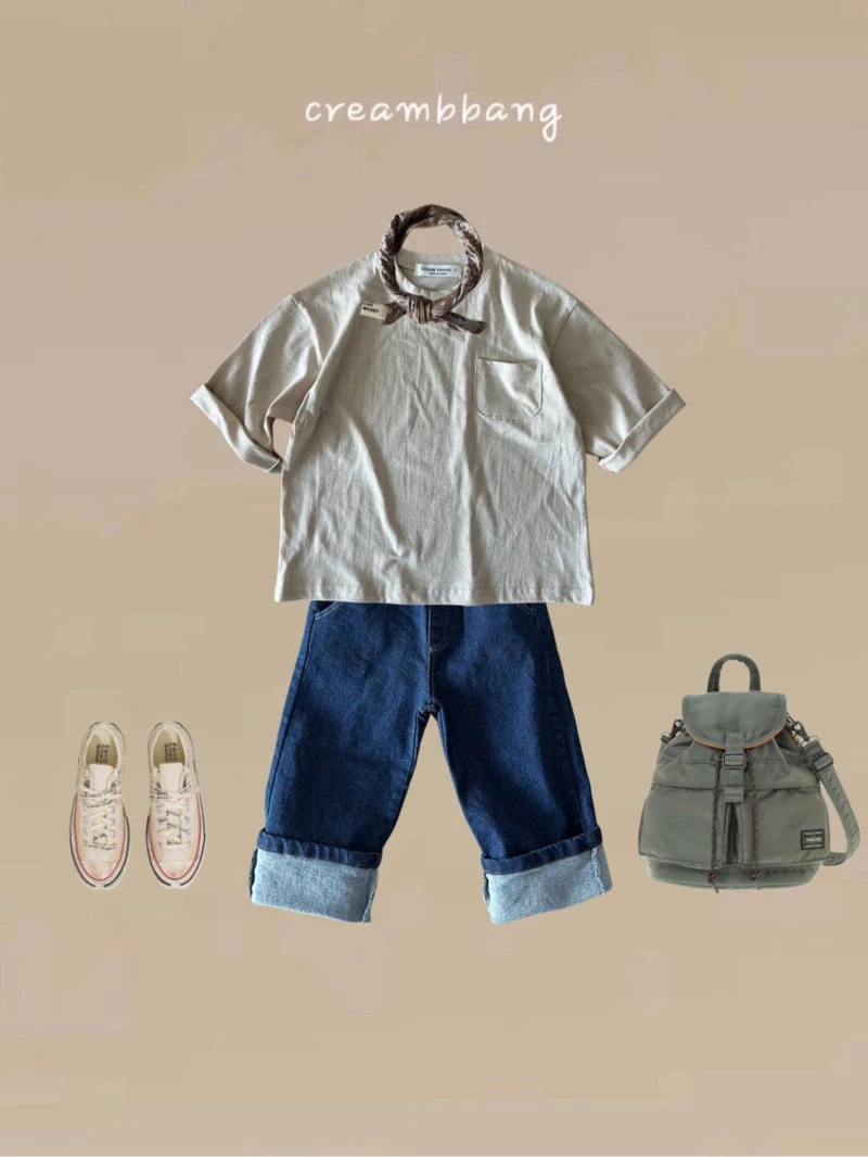 Cream Bbang - Korean Children Fashion - #kidzfashiontrend - Denim Roll-up Jeans - 2