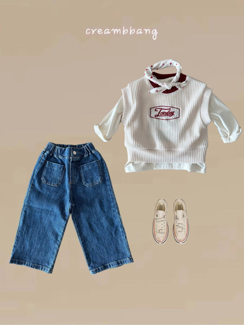 Cream Bbang - Korean Children Fashion - #littlefashionista - Half Open Denim Pants - 3