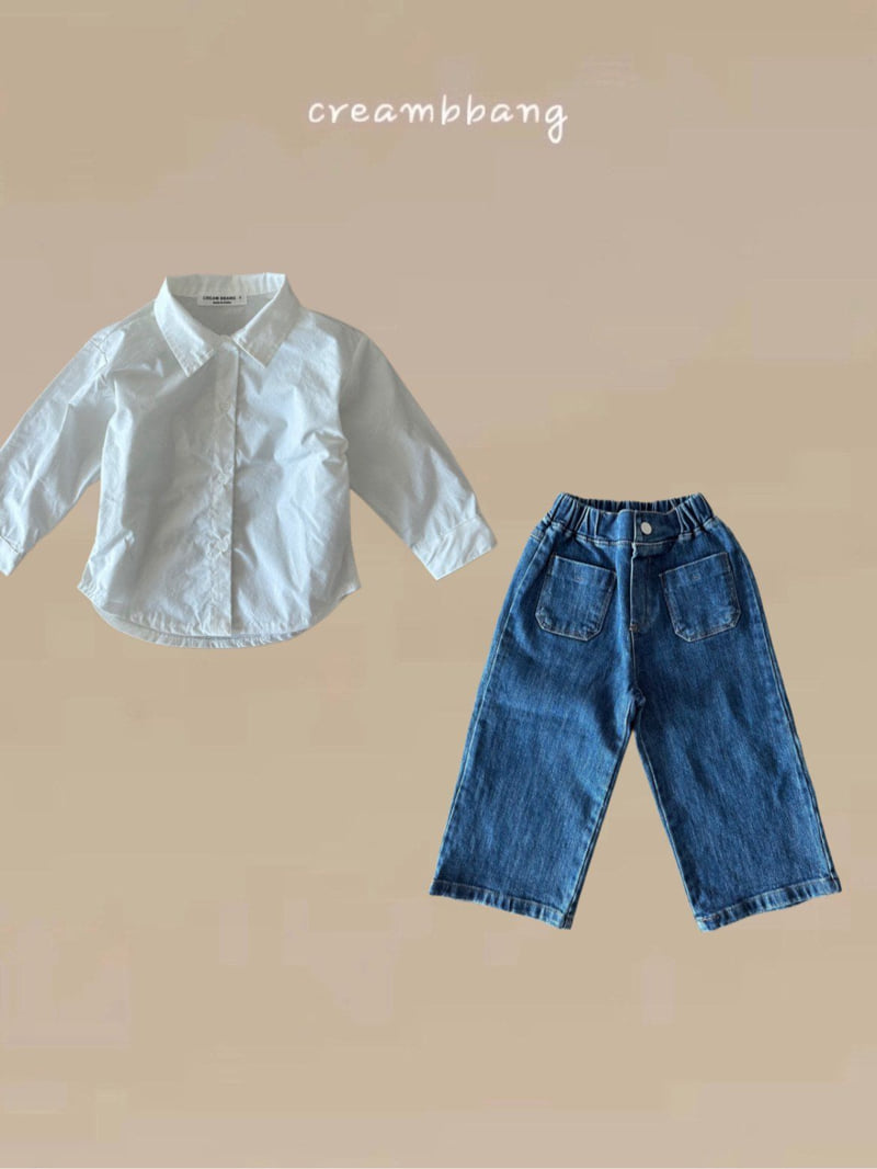 Cream Bbang - Korean Children Fashion - #minifashionista - Half Open Denim Pants - 5