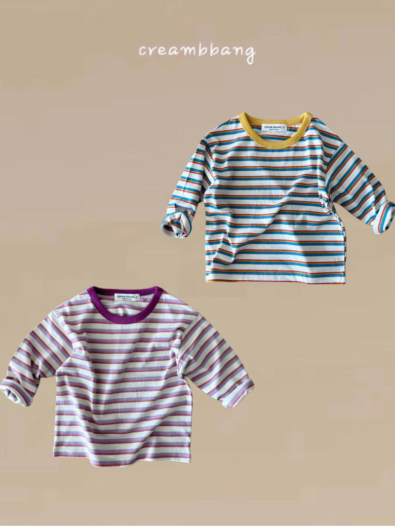 Cream Bbang - Korean Children Fashion - #minifashionista - Colored Stripe Tee