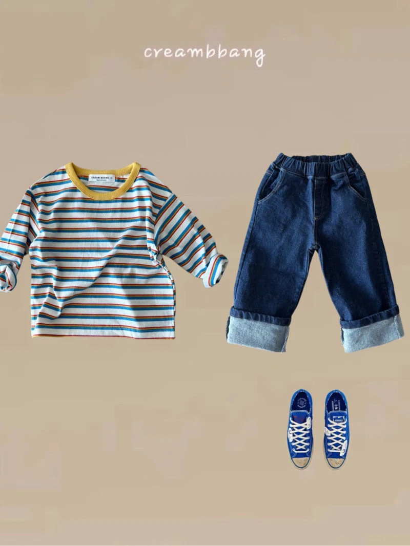 Cream Bbang - Korean Children Fashion - #minifashionista - Denim Roll-up Jeans - 6