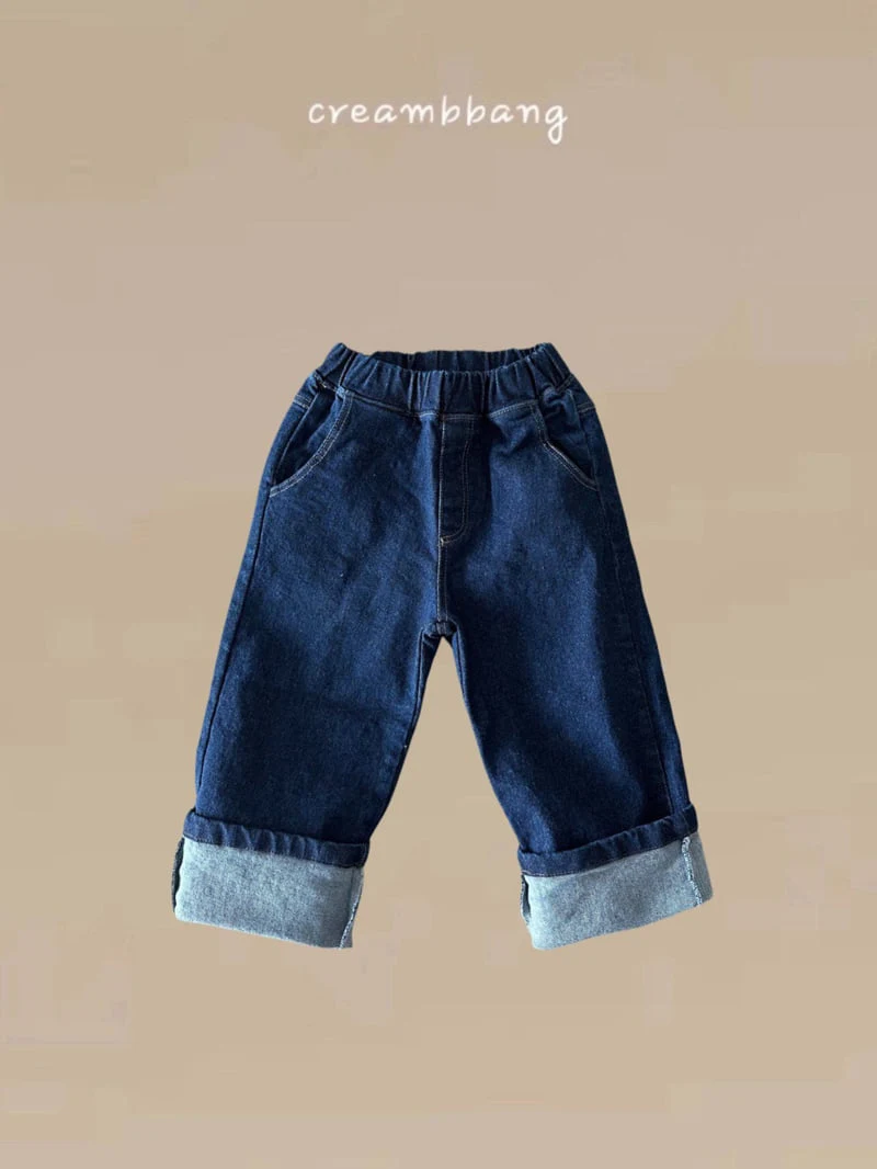 Cream Bbang - Korean Children Fashion - #toddlerclothing - Denim Roll-up Jeans - 9