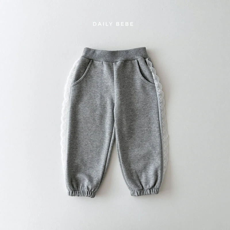 Daily Bebe - Korean Children Fashion - #childofig - Lace Jogger Pants - 5