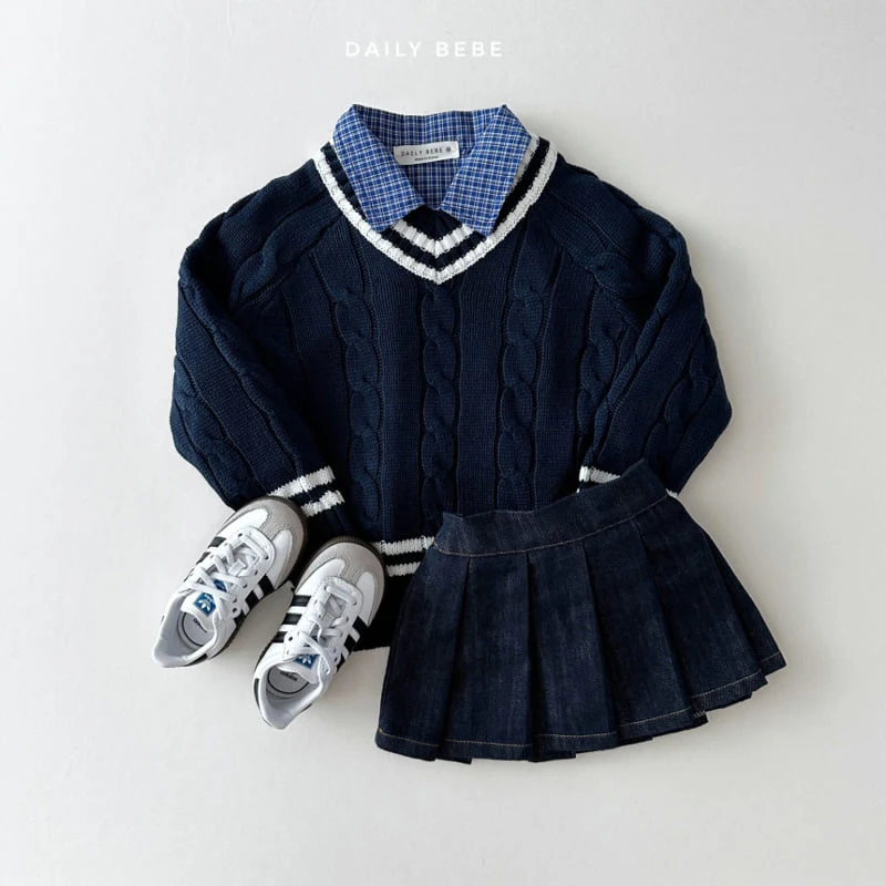 Daily Bebe - Korean Children Fashion - #childofig - V Neck Knit Sweater - 10