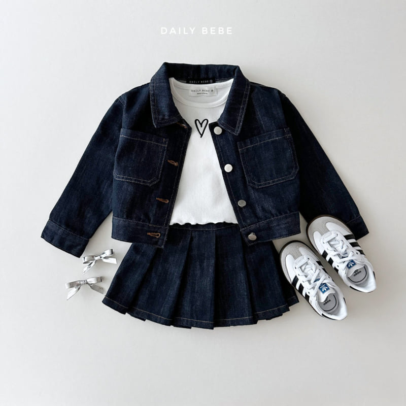 Daily Bebe - Korean Children Fashion - #childrensboutique - Denim Pleats Skirt - 10