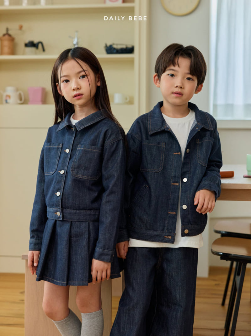 Daily Bebe - Korean Children Fashion - #kidsshorts - Denim Crop Jacket - 8