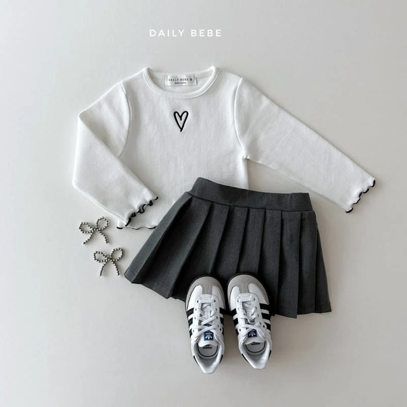 Daily Bebe - Korean Children Fashion - #kidsshorts - Heart Wave Tee - 10