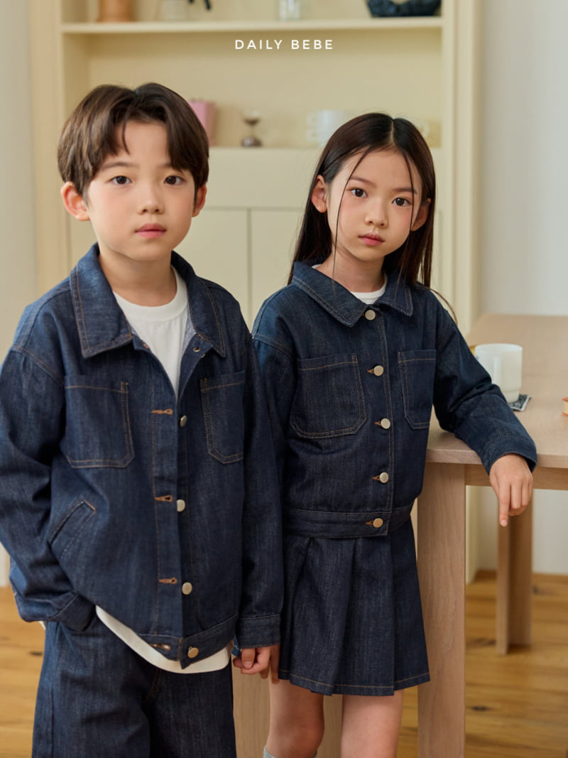 Daily Bebe - Korean Children Fashion - #kidsstore - Denim Crop Jacket - 9