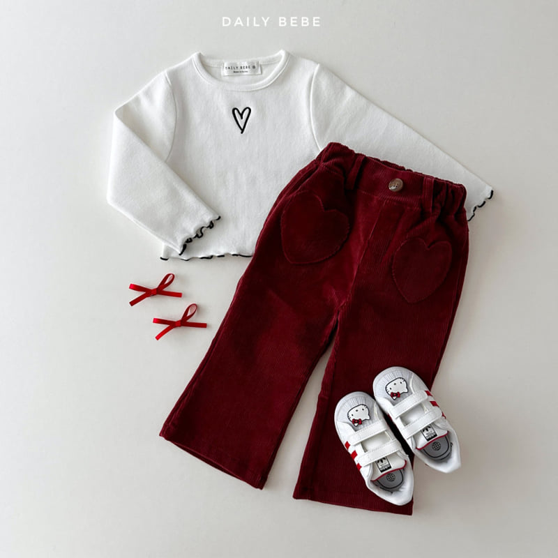 Daily Bebe - Korean Children Fashion - #kidsshorts - Heart Corduroy Pants - 4