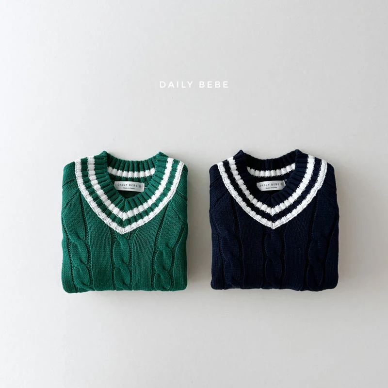 Daily Bebe - Korean Children Fashion - #kidzfashiontrend - V Neck Knit Sweater