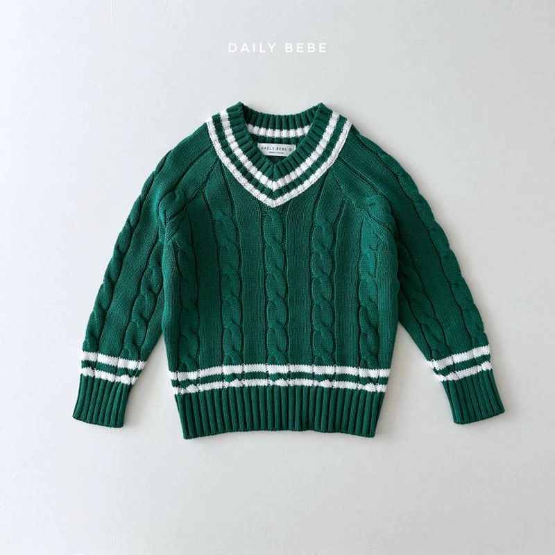 Daily Bebe - Korean Children Fashion - #littlefashionista - V Neck Knit Sweater - 3