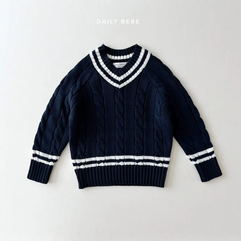 Daily Bebe - Korean Children Fashion - #littlefashionista - V Neck Knit Sweater - 4