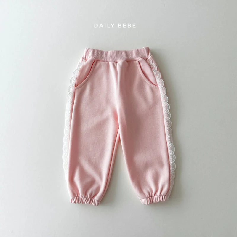 Daily Bebe - Korean Children Fashion - #minifashionista - Lace Jogger Pants - 3