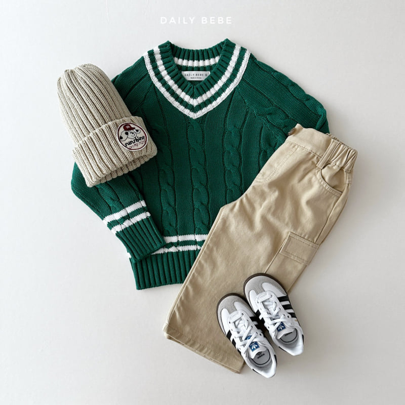 Daily Bebe - Korean Children Fashion - #minifashionista - V Neck Knit Sweater - 5