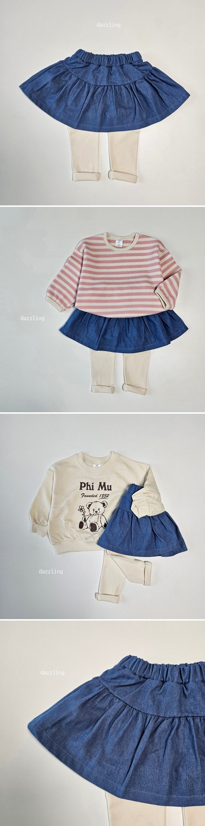 Dazzling - Korean Children Fashion - #childofig - Denim Skirt Leggings