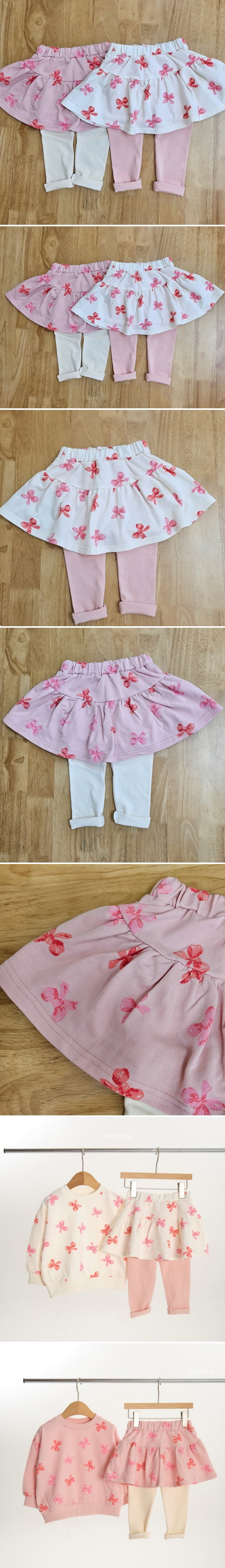 Dazzling - Korean Children Fashion - #stylishchildhood - Cutie Ribbon Skirt Leggings